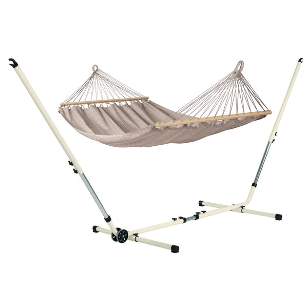 La Siesta Metal hammock stand and double size spreader hammock - beige