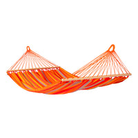 Double spreader bar hammock, bamboo spreader bars and weather-resistant fabric
