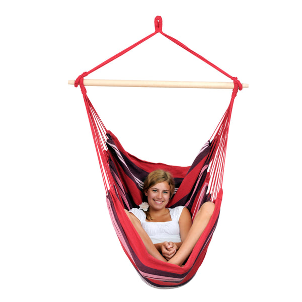 Hammock chair in red tones