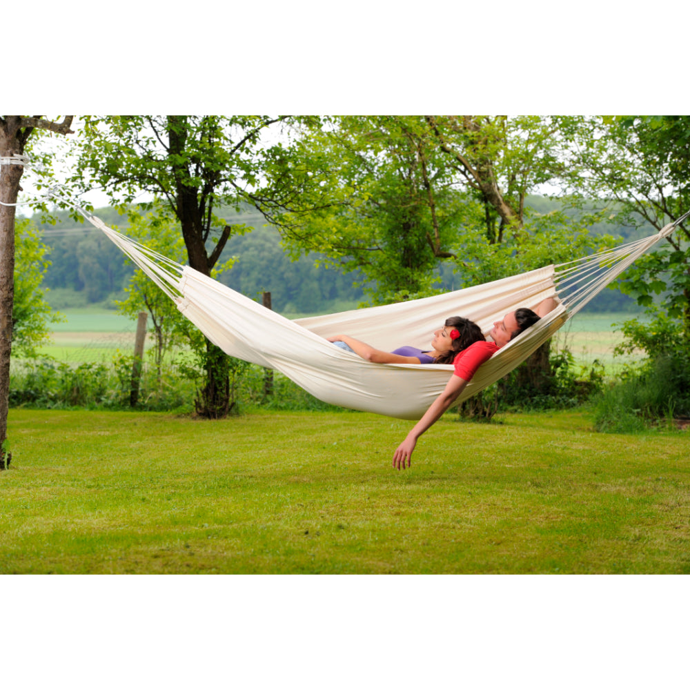 Large white cotton hammock for two