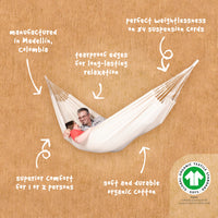 Double hammock in organic cotton features graphic