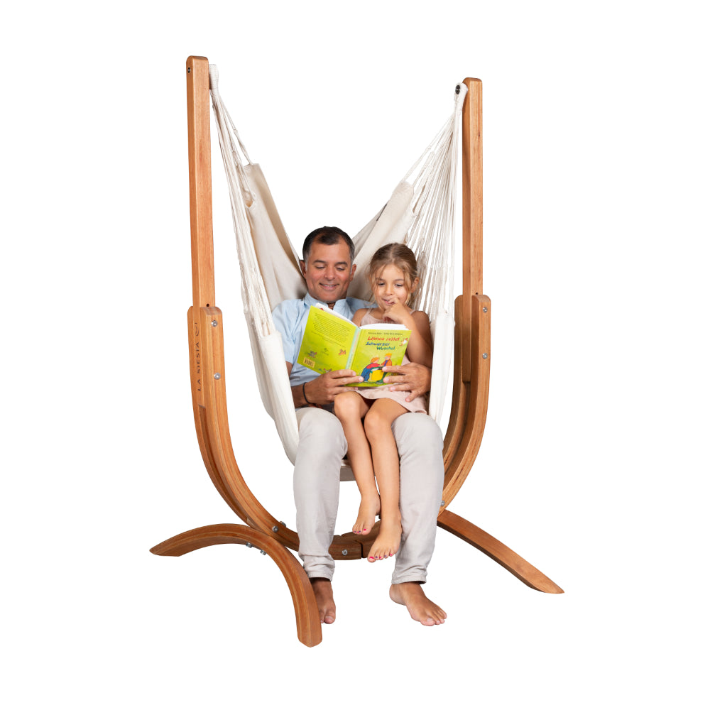 Udine Wooden Chair Hammock Stand & Hammock - Latte