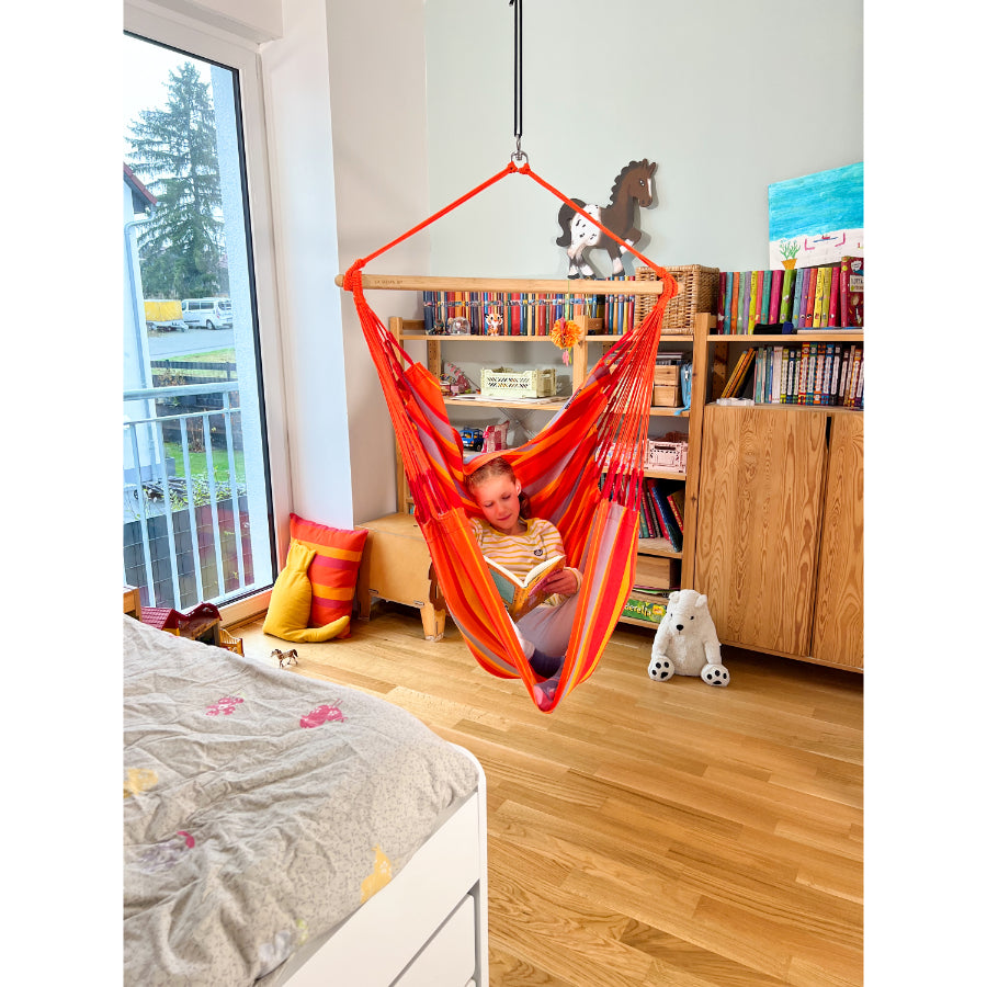 hammock swing chair inside child's bedroom