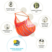 Hammock chair features and details infographic