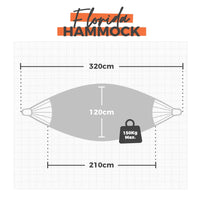 Measurement chart for a Florida Hammock with dimensions and weight capacity.