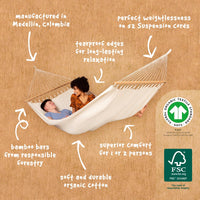 Double spreader bar hammock - organic cotton features