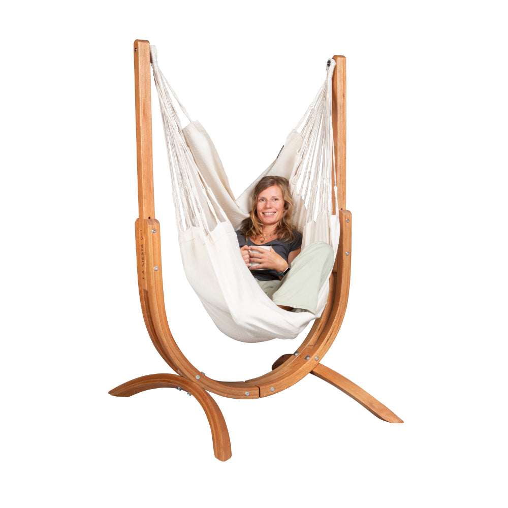 Udine Wooden Chair Hammock Stand & Hammock - Latte