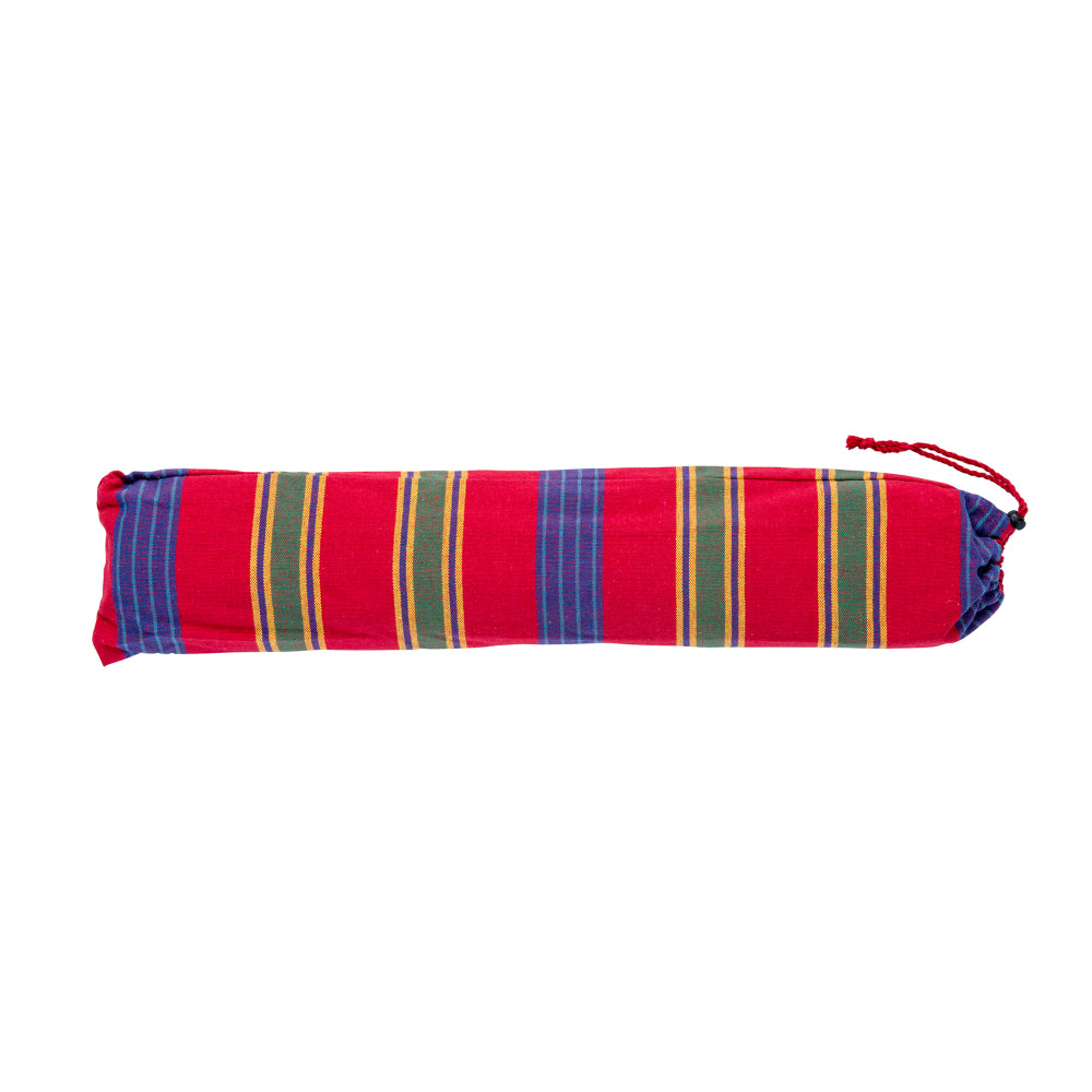 Colorful striped fabric roll on a white background