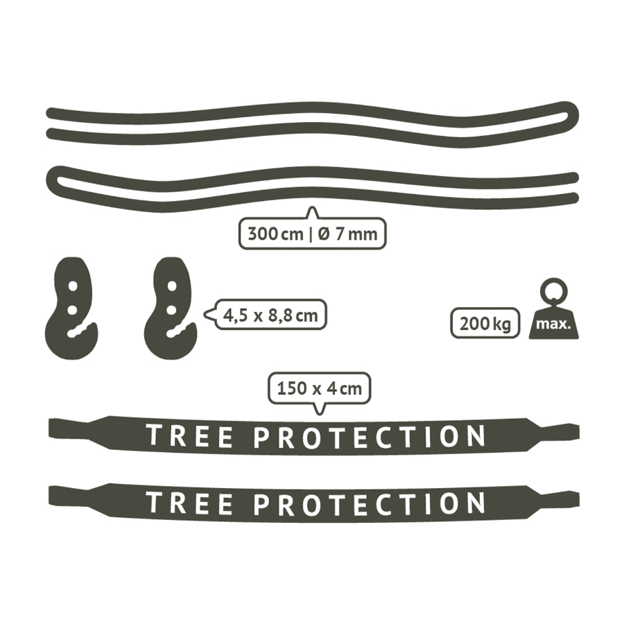Tree hanging package items for hammock