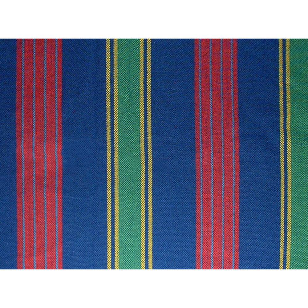 Hammock fabric with blue, red, and green striped pattern