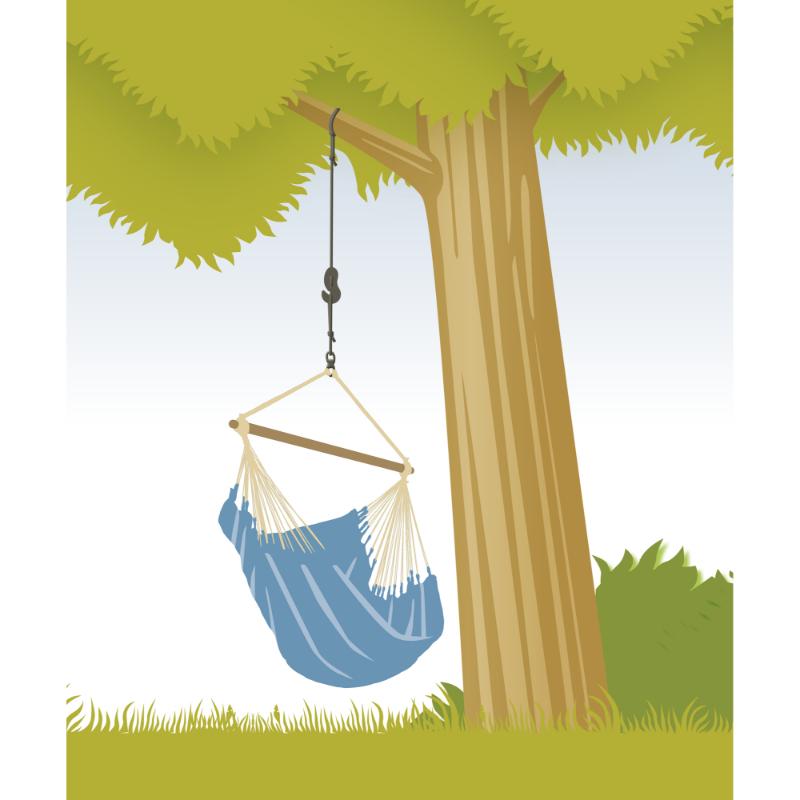 Hanging hammock from tree branch