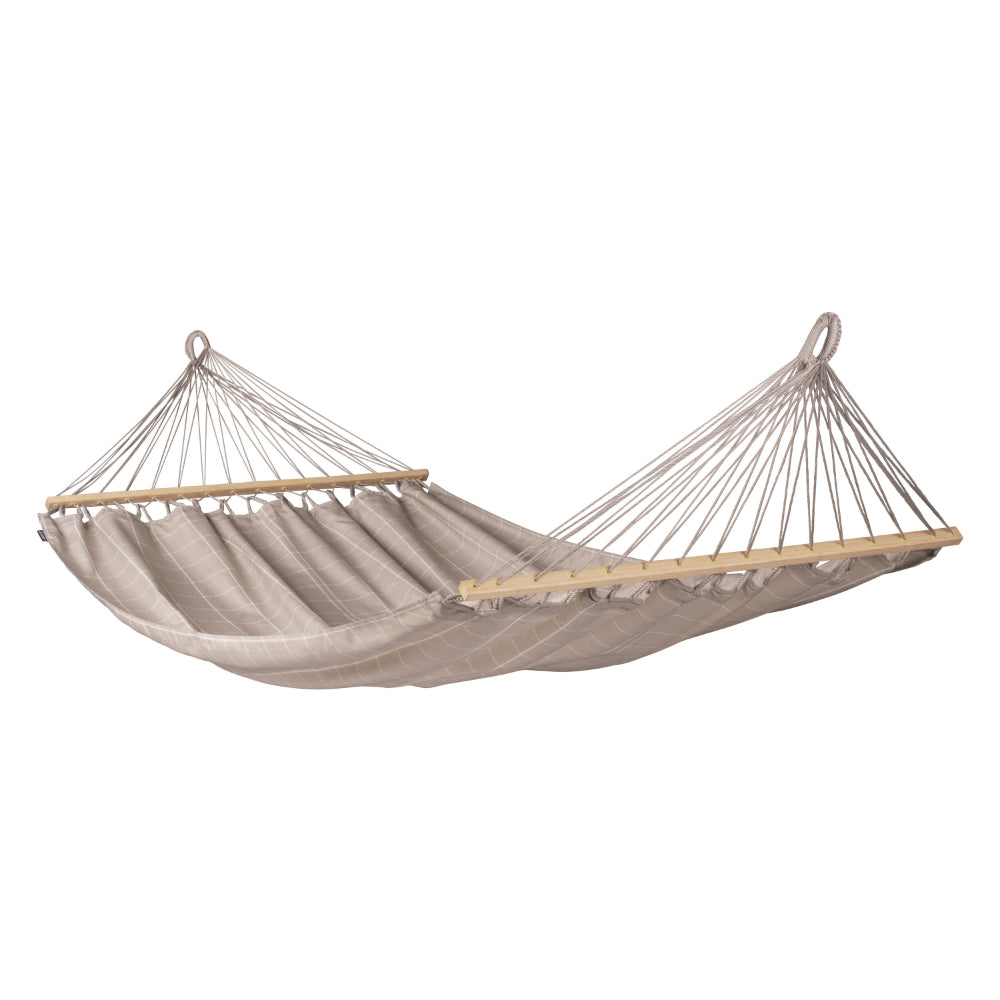 Double size spreader bar hammock in beige in white colour material