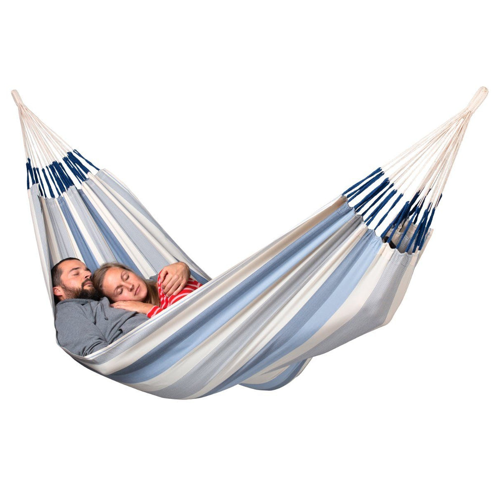 Double Outdoor Hammock Blue & White Stripes Weather Resistant