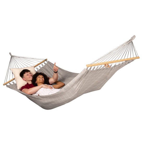 Couple enjoying time together in a hammock