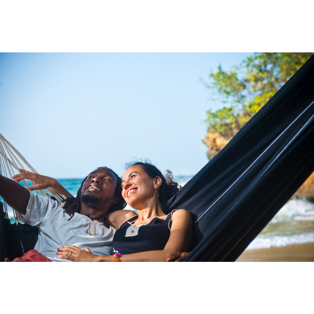 Large black cotton hammock for two