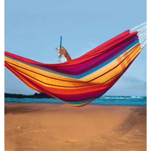 Brightly coloured cotton hammock