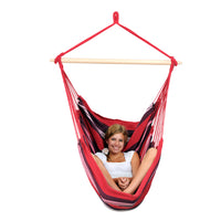 Hammock chair in red tones