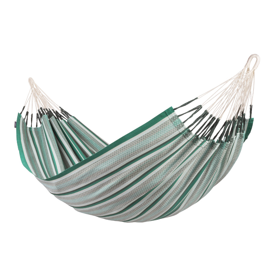 Green and white patterned hammock