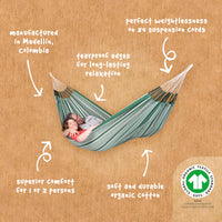 Colombian made organic cotton hammock features