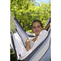 Relaxing hammock chair in blue and white