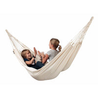 Children in organic cotton hammock