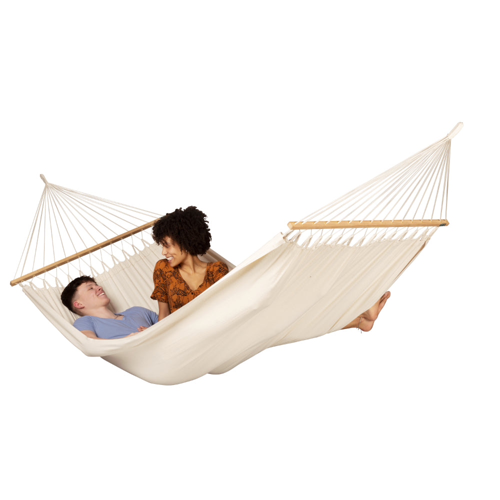 Couple in two person hammock